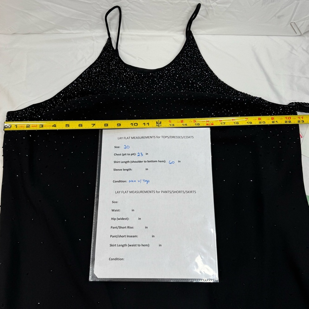 Cachet Black Beaded Evening Dress, NWT, Elegant gown, Sz 20, spaghetti strap - Picture 10 of 17